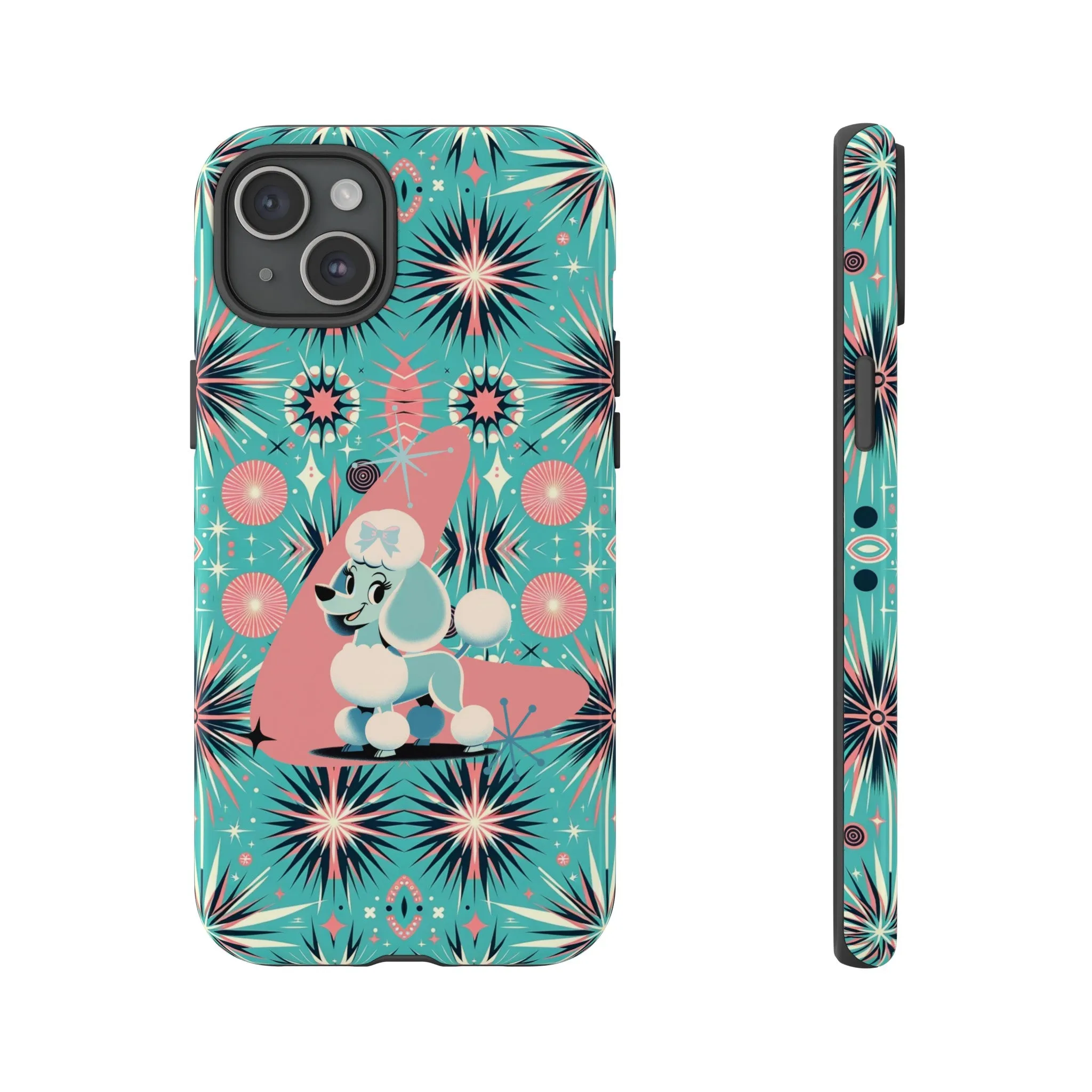 1950s Mid Century Modern Atomic Pink, Poodle Retro Smart Phone Tough Cases
