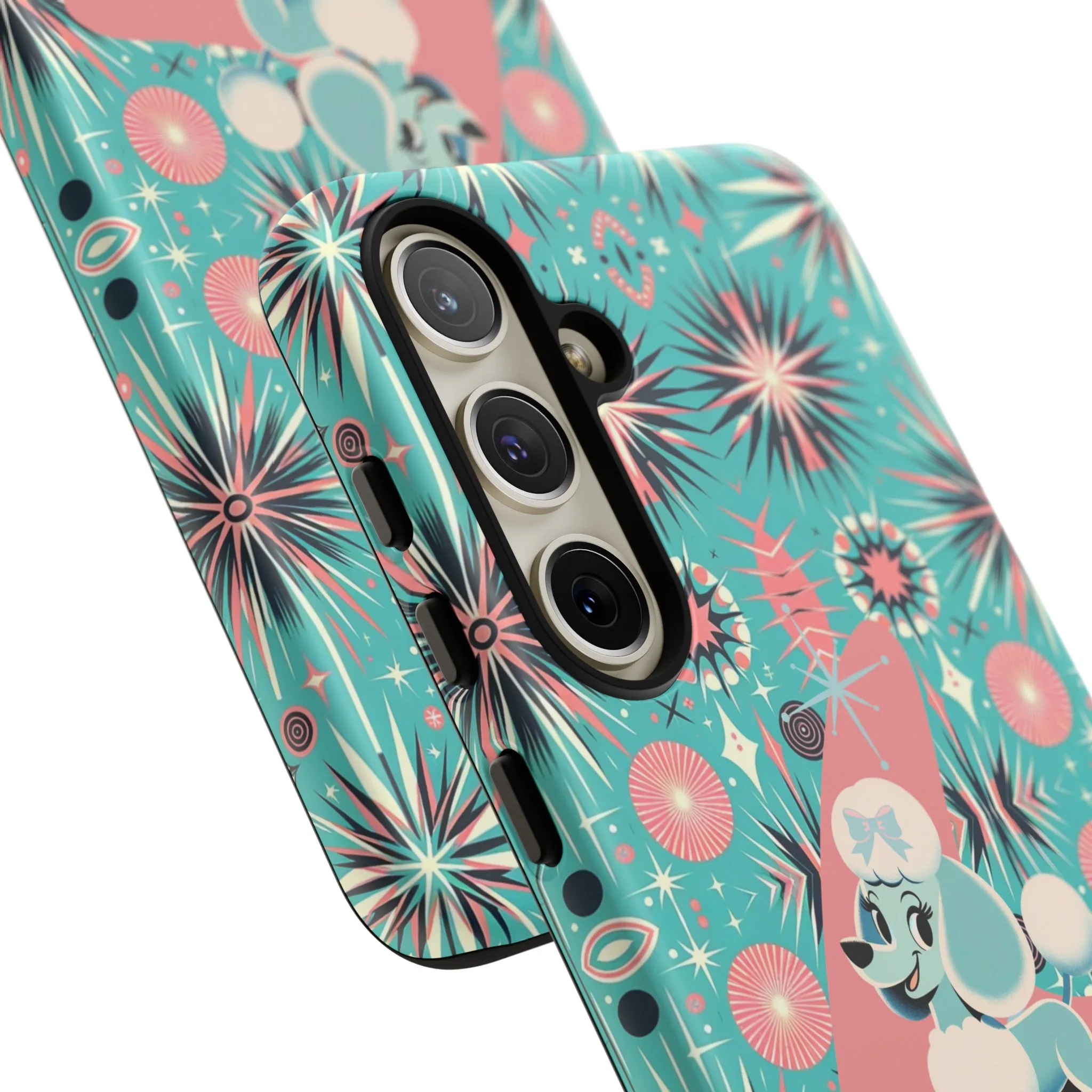1950s Mid Century Modern Atomic Pink, Poodle Retro Smart Phone Tough Cases