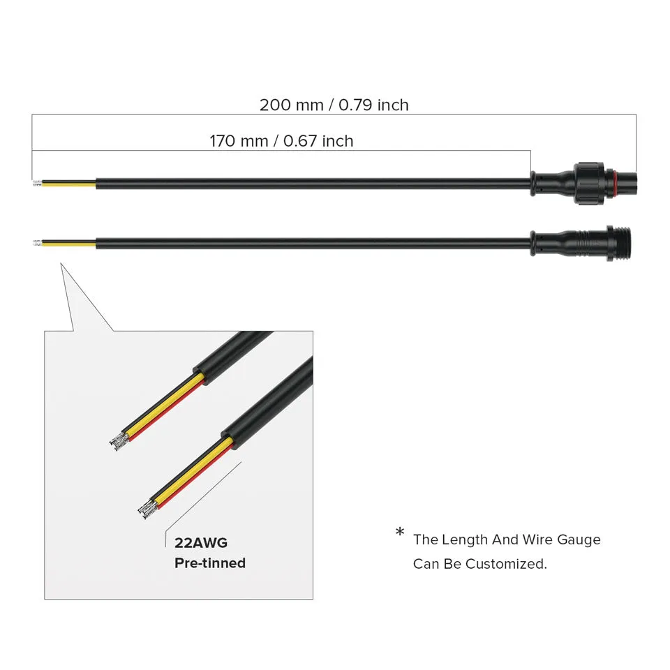 5 Pairs Waterproof IP65 Led Connector 2pin 3pin 4pin 5pin 20cm Male to Female 22AWG 24AWG Black White Cable for LED Light Strip