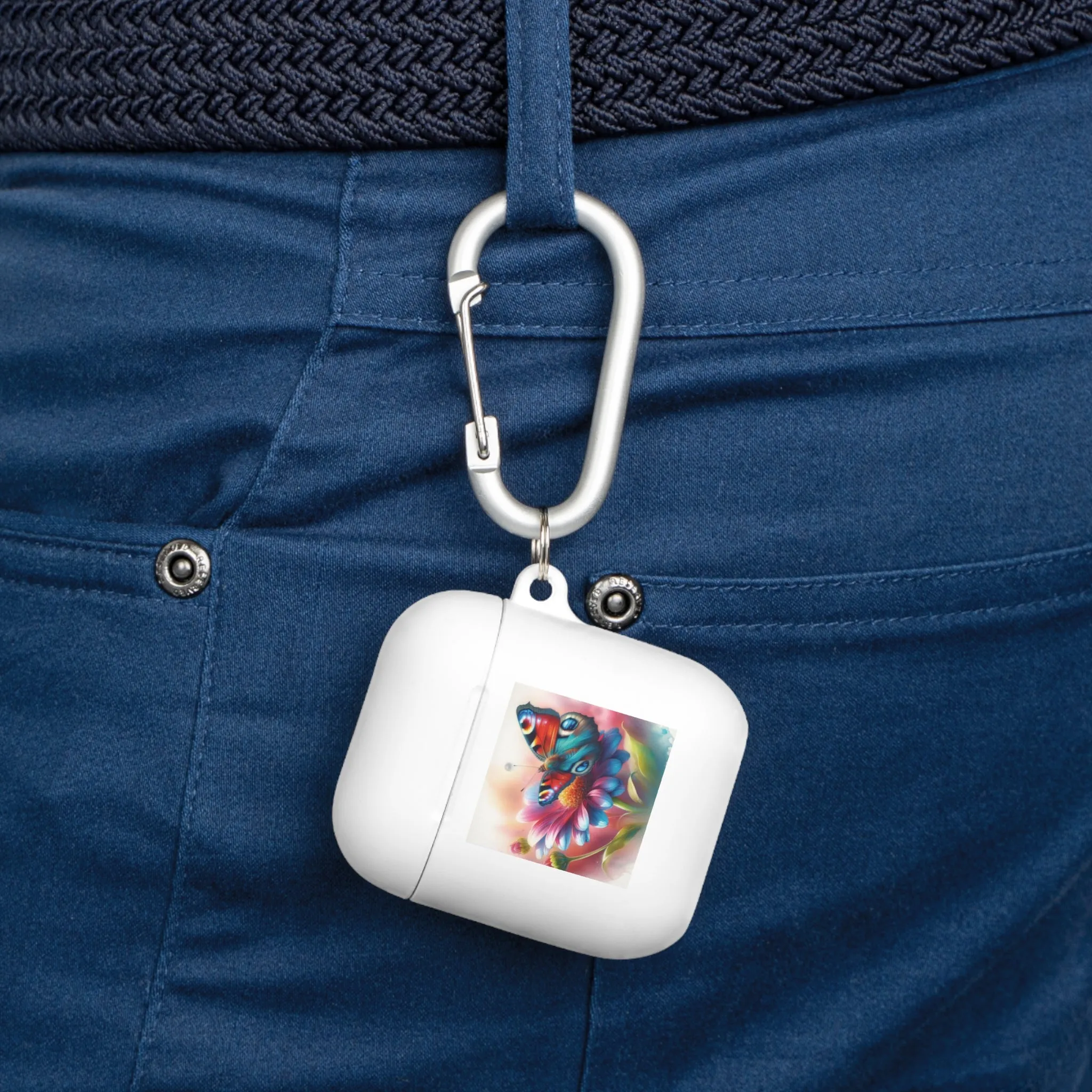 A butterfly landing on a flower, colorful and with a watercolor effect AirPods Case Cover