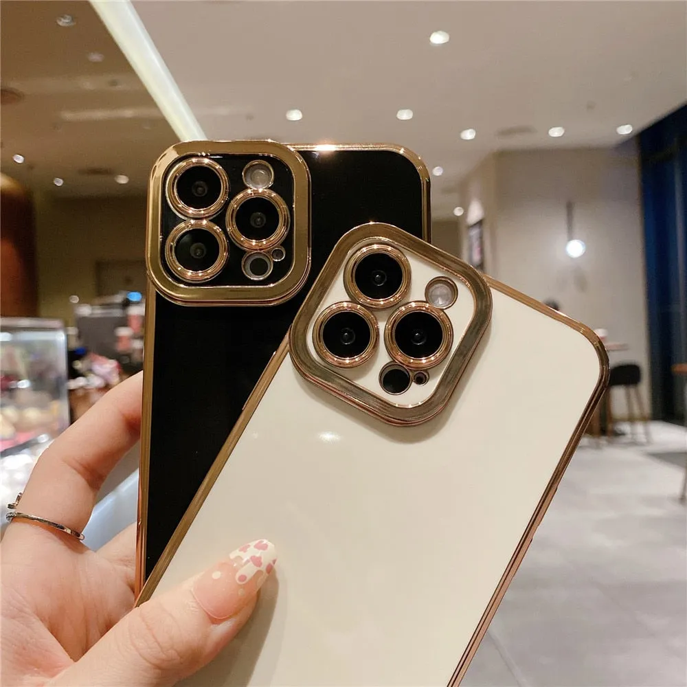 Anymob iPhone Case Black Plating Camera Protection Soft Cover Shell Bumper