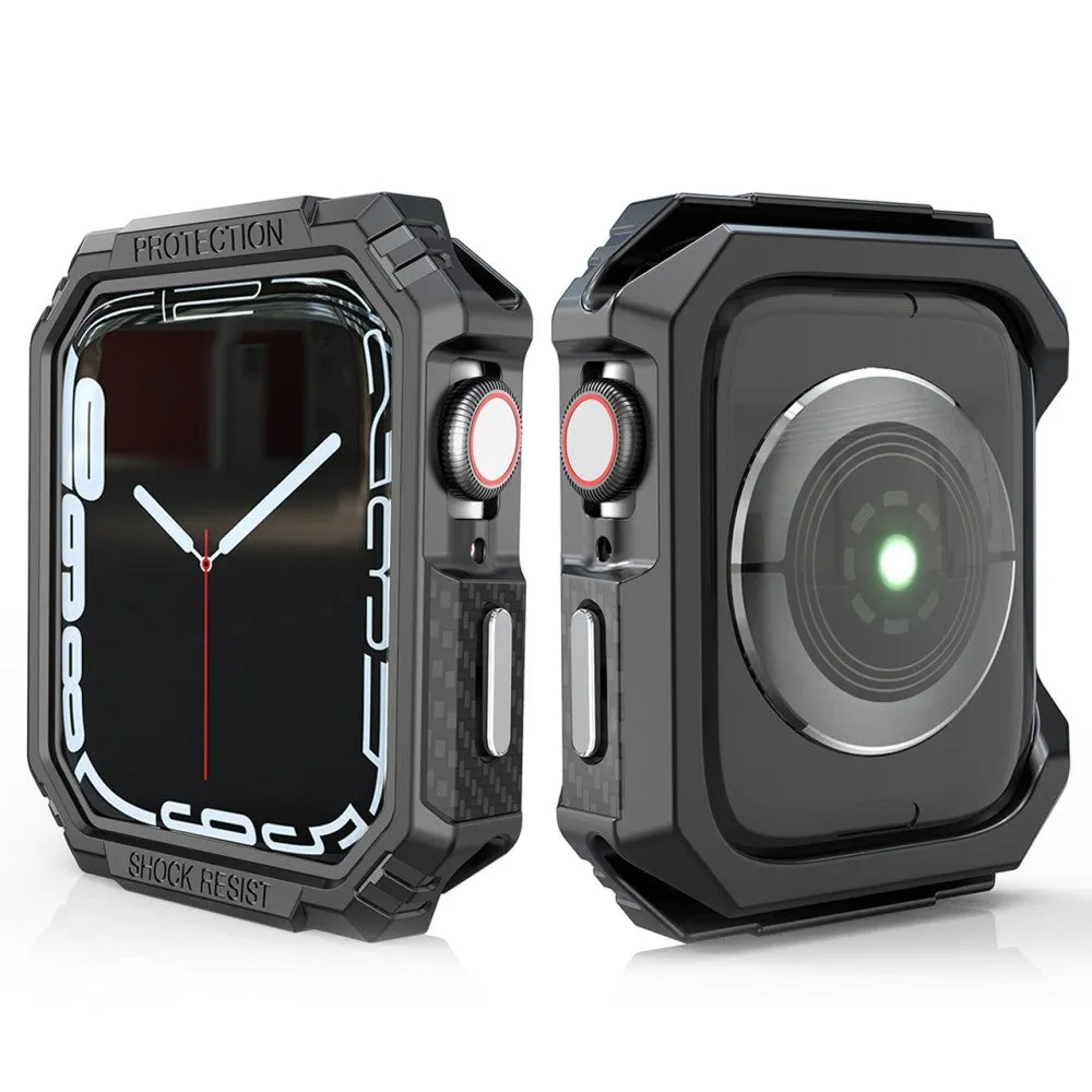 Apple Watch (45mm) carbon fiber style cover - Black / Silver