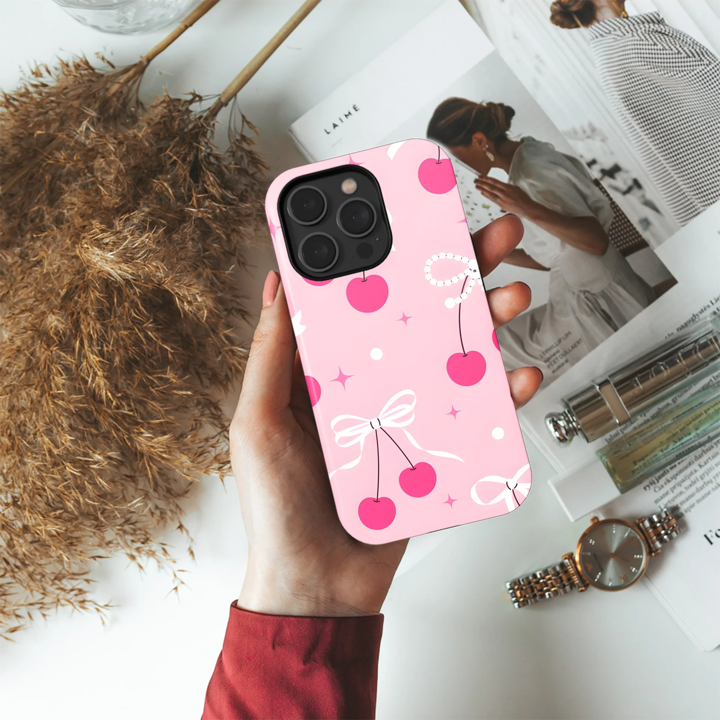 Cherry Bow Seamless Pattern Phone Case iPhone Samsung Cover Pixel 2373