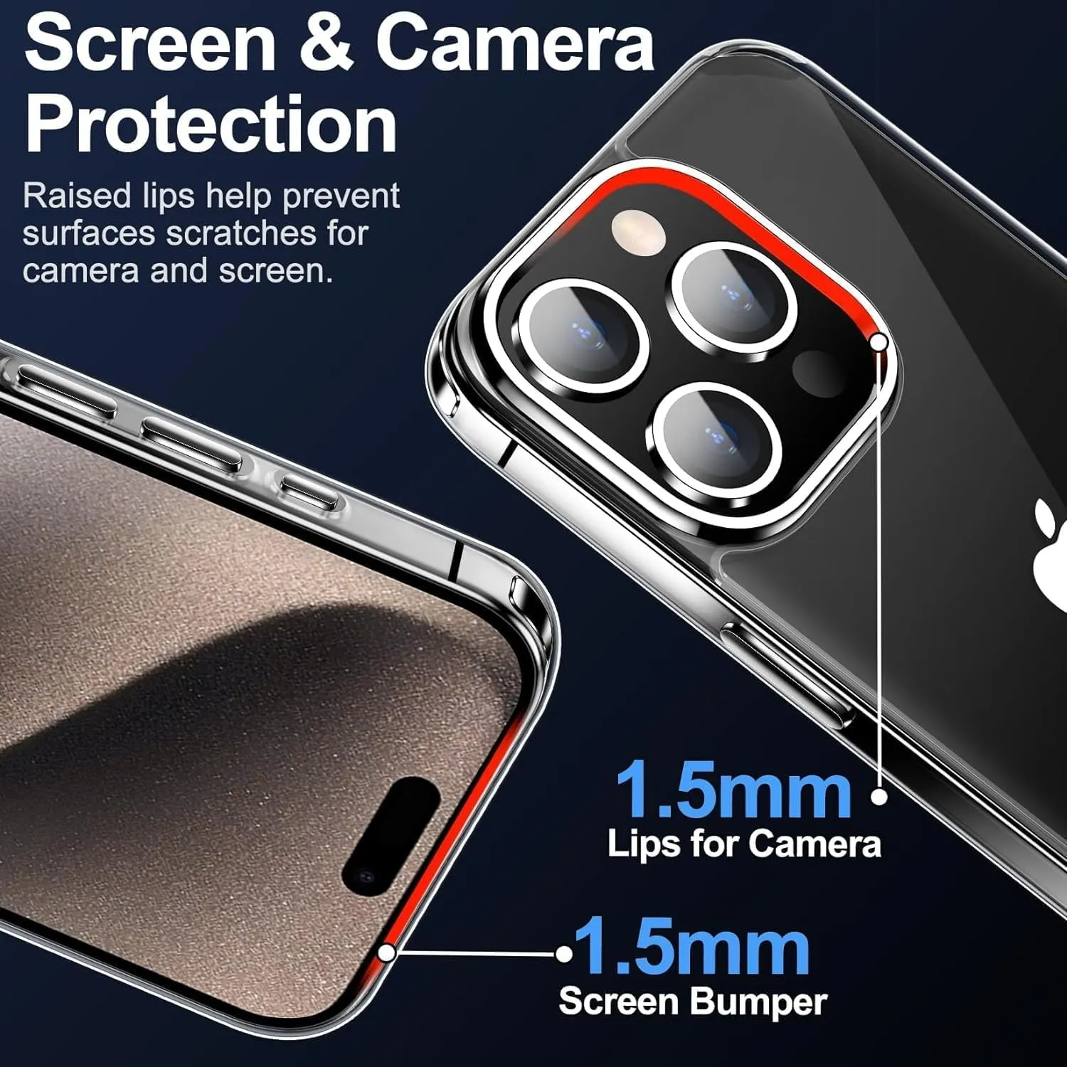 Entronix Case Heavy Duty Clear Case for Apple iPhone 13 Mini Transparent with 1 Tempered Glass Screen Protector, Shockproof Dropproof Slim Case