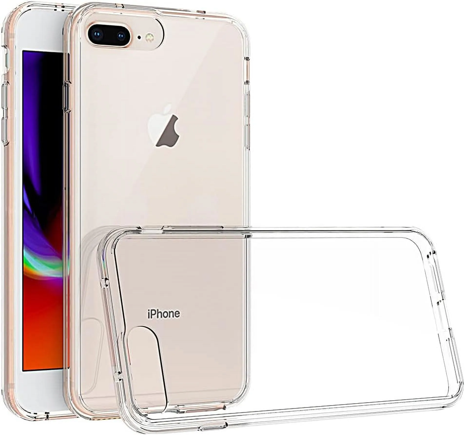 Entronix Case Transparent Case for Apple iPhone 7 Plus and 8 Clear Case, [ Resistant] Hard Back Cover Soft Silicone, Shockproof Slim Case