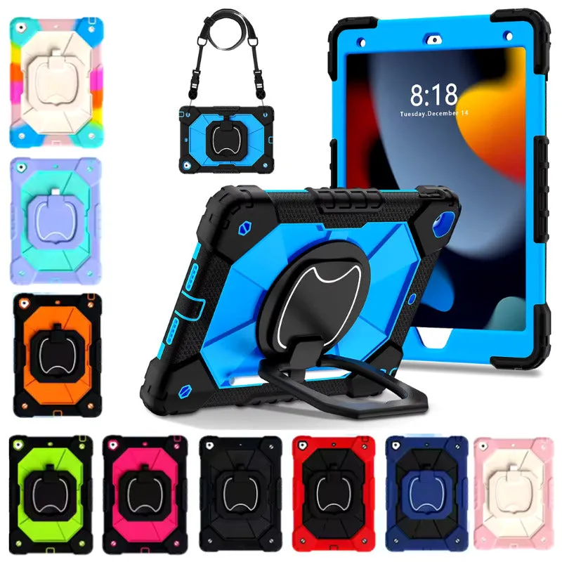 For iPad 9th Gen 10.2" Case Kids Heavy Duty Shockproof Cover - Hot Pink - Black