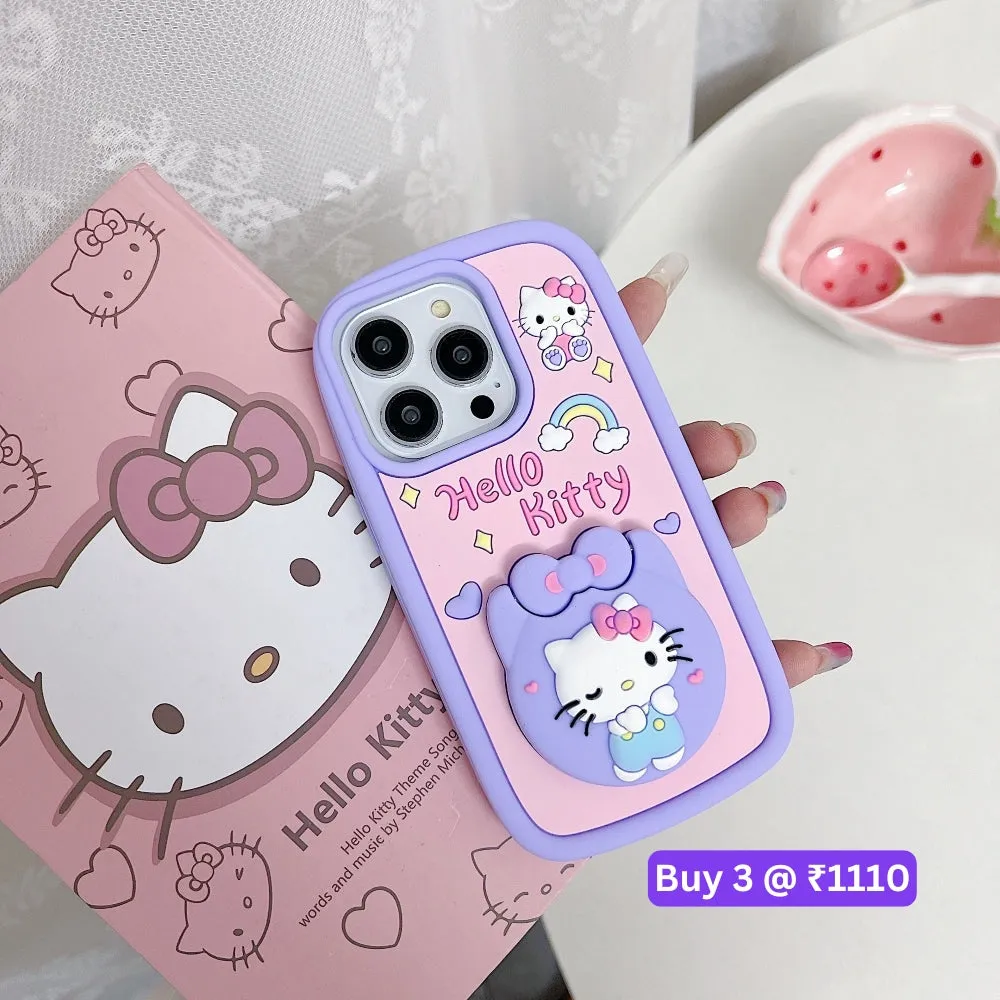 Full Protective Bow Cat Doll Flip Mirror Phone Case - iPhone 12 Pro