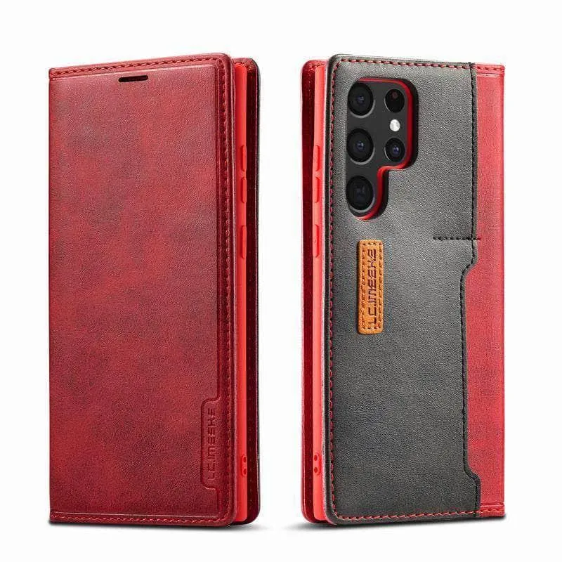 Galaxy S23 Luxury Magnetic Real Leather Wallet