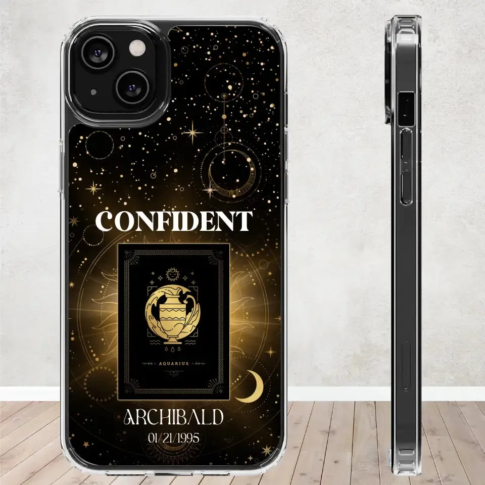 Golden Strength Zodiac - Custom Zodiac - Personalized Gifts For Him - Clear Phone Case