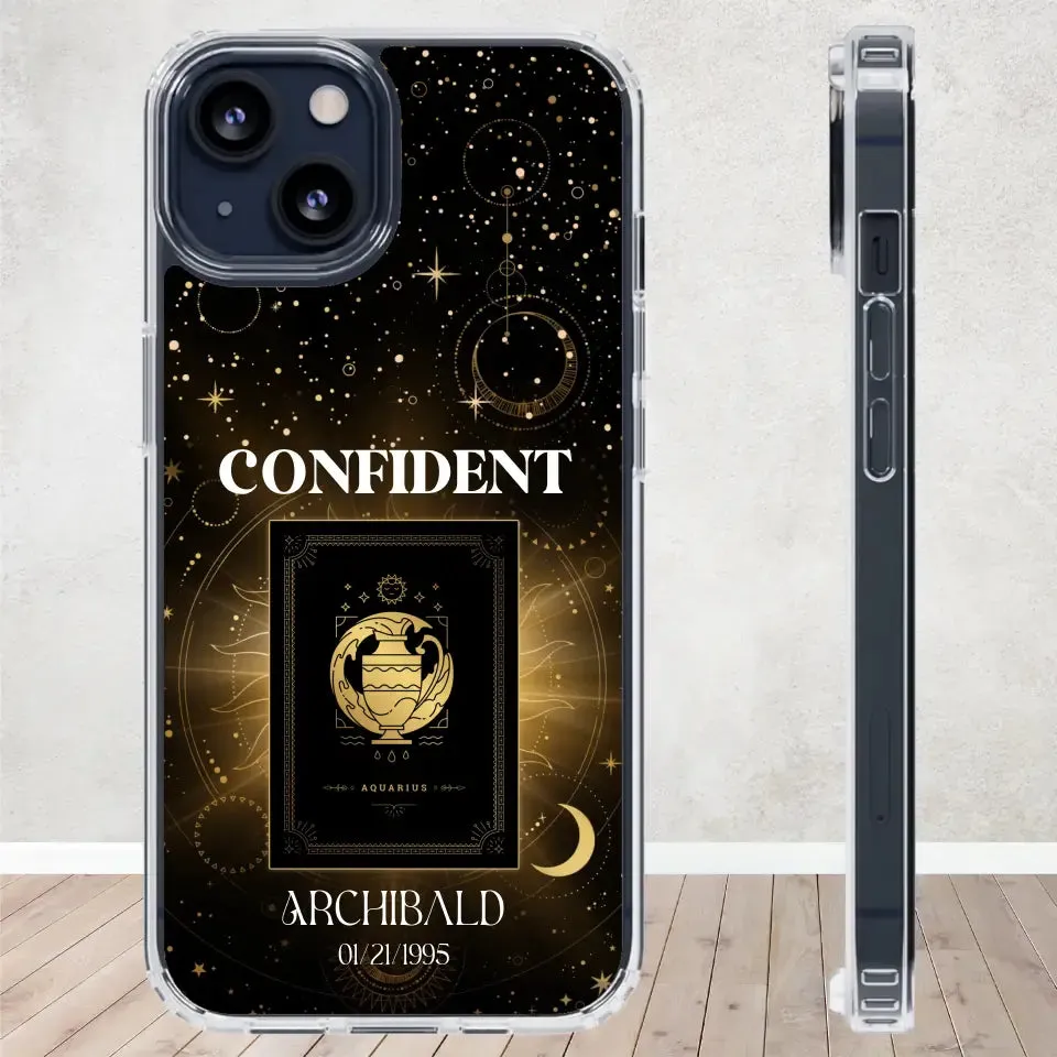 Golden Strength Zodiac - Custom Zodiac - Personalized Gifts For Him - Clear Phone Case