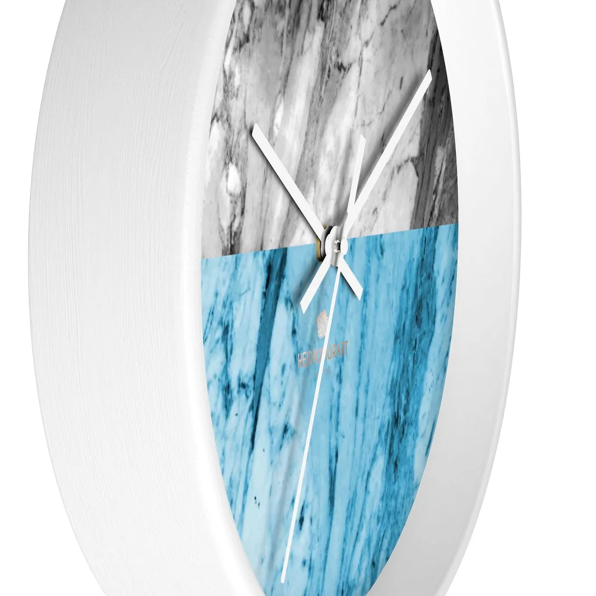 Gray Blue White Marble Print Art Large Indoor Designer 10" dia. Wall Clock-Made in USA
