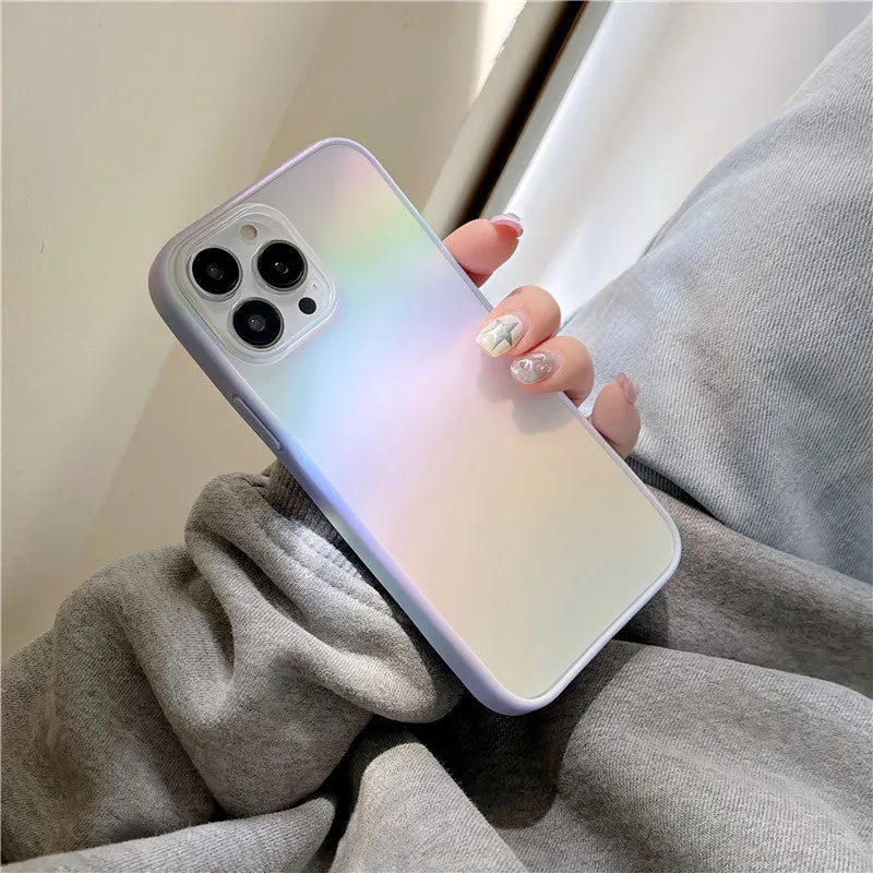 iPhone 15 Pro hard case cover with laser hologram design - transparent