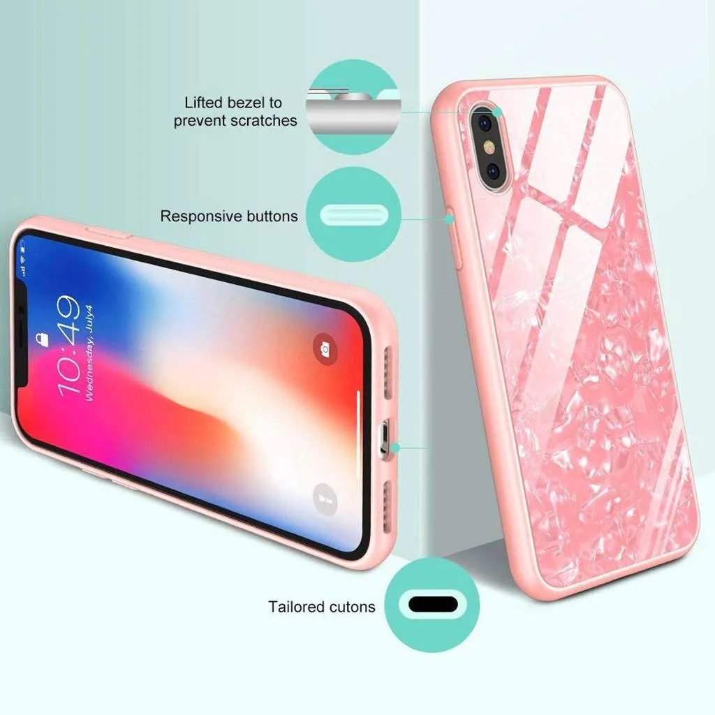 iPhone XS Max Marble Pattern 9H Tempered Glass Case