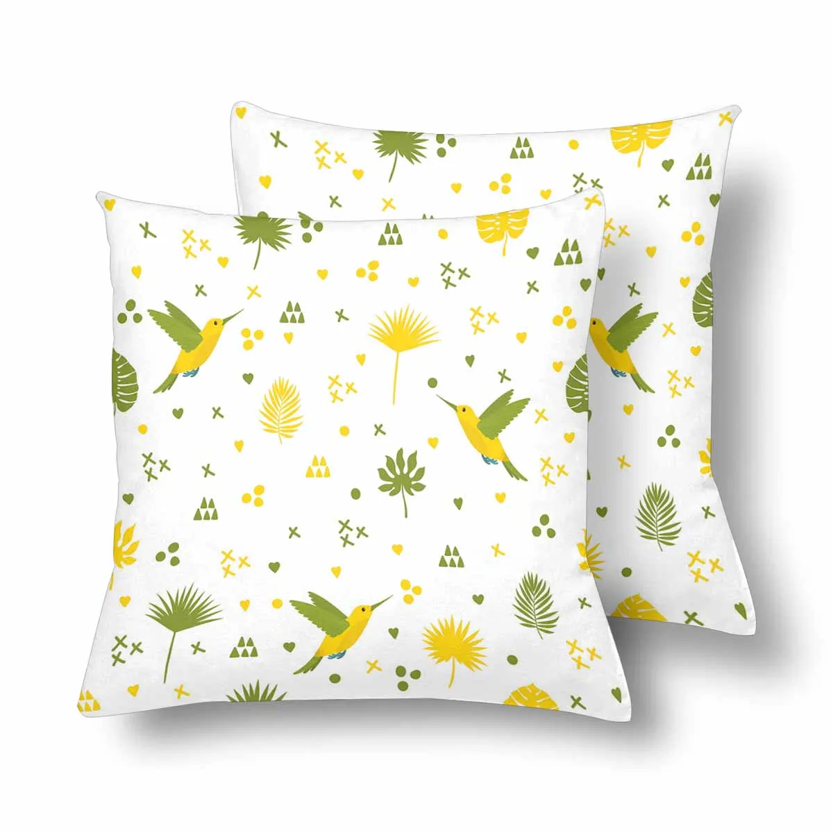 Kids Cartoon themed Pillow Cases printed with  hummingbird and leaves