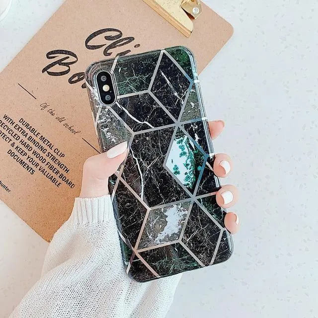 LOVECOM Geometric Marble Phone Cases For iPhone