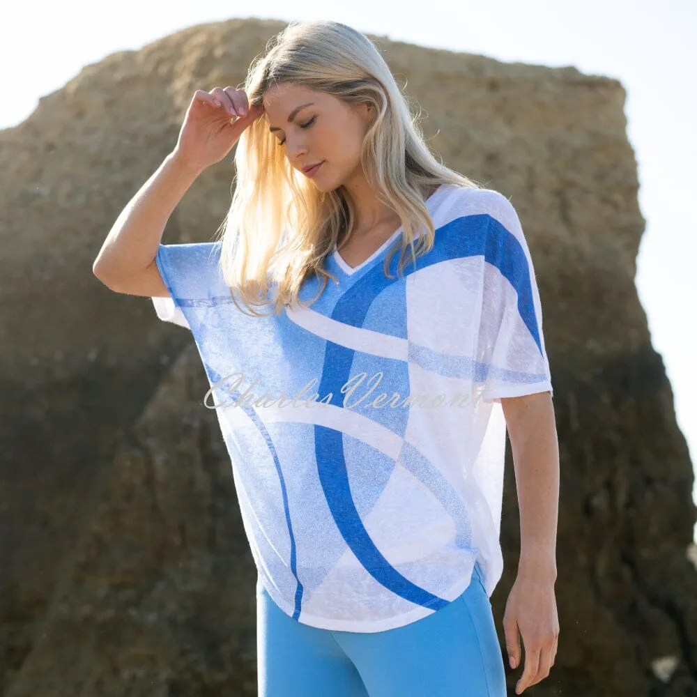 Marble Circular Print Top - Style 7366-213 (Powder Blue / White)
