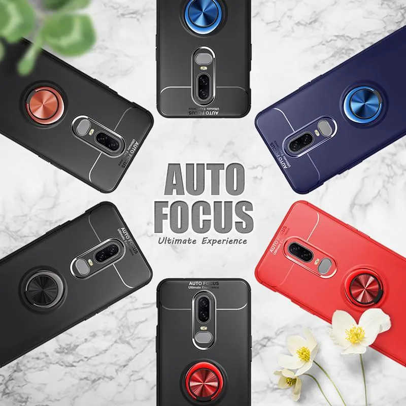 OnePlus 6 Metallic Finger Ring Holder Matte Case