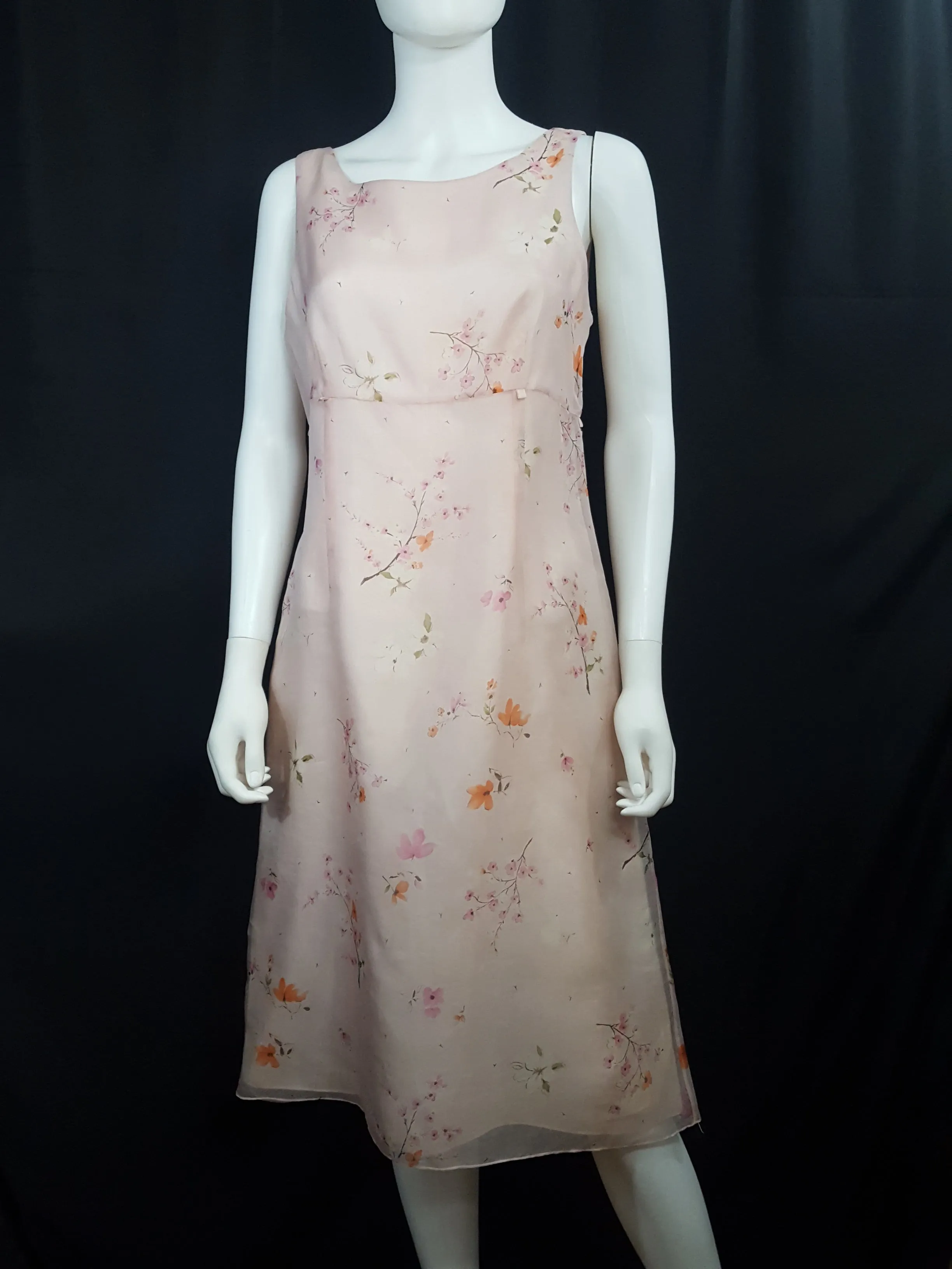 Oscar De La Renta Floral Print Silk Chiffon Dress Size 10
