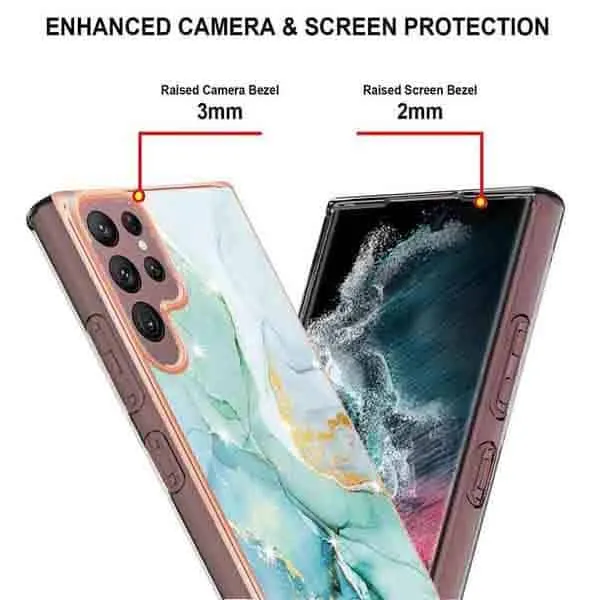 Samsung Galaxy S22 5G Case Hard back Marble Pattern Slim Design Enhanced Camera and Screen Protection Girls and Women Cover (Pink)