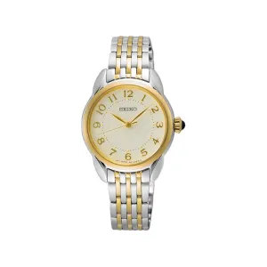 Seiko Essentials Ladies' Ivory Dial Two-tone Gold & Silver Stainless Steel Band Analog Quartz Watch - SUR562