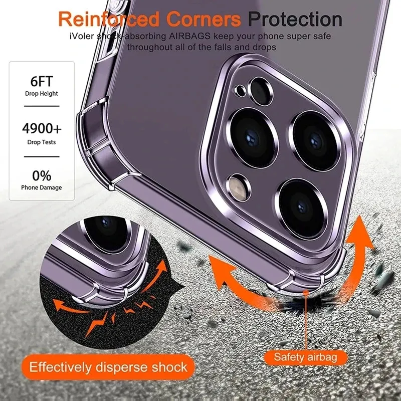 Shockproof Silicone Clear Phone Case for iPhone 13 14 15 Pro
