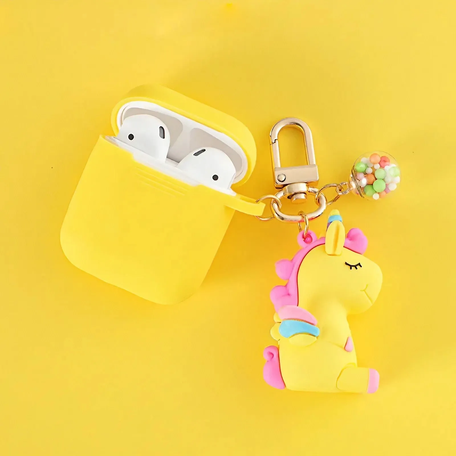 Solid Color AirPods Case with Unicorn Pendant