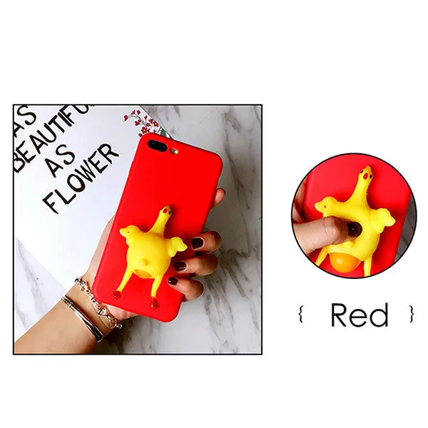 Squishy Chicken Phone Cases for iPhone 7 6 6s plus Case 3D Cute Soft Silicone Funny Chicken Laying Egg