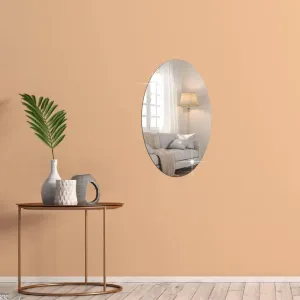 WallDaddy - Self Adhesive Wall Mirror Stickers Big Size (30x20) Cm Frameless Mirror for Wall Stickers | Mirror for Bathroom | Bedroom | Wash Basin Flexible Mirror Sheets for Wall (G-OvalMirror)